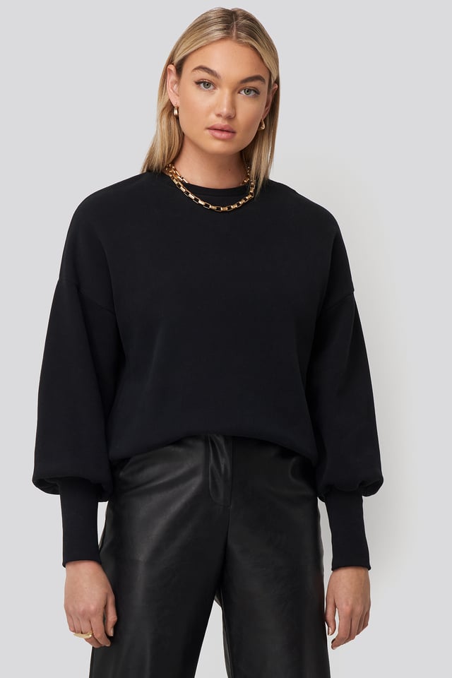 Balloon 3/4 Sleeve Sweatshirt Black