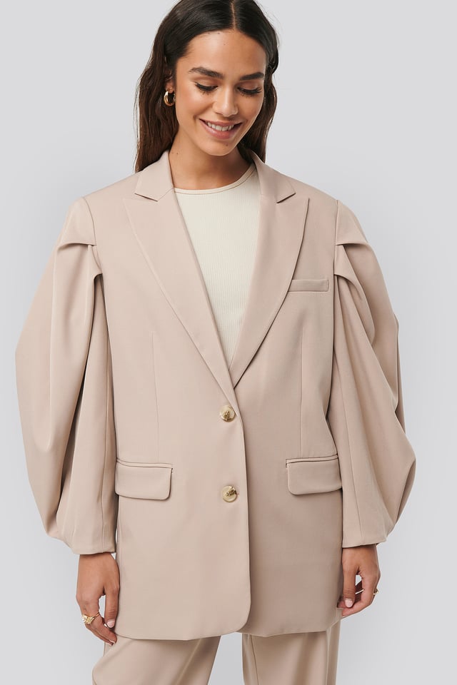 Balloon Sleeve Blazer Beige