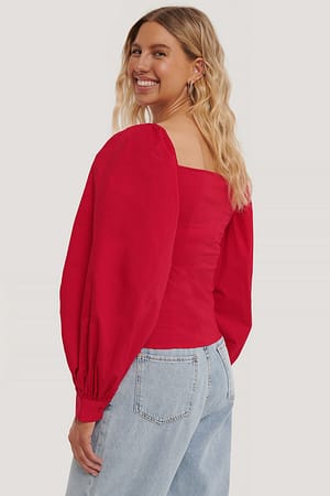 Balloon Sleeve Blouse Red | NA-KD
