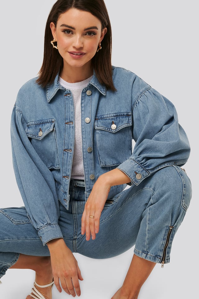Kort Denimjakke Blue Wash