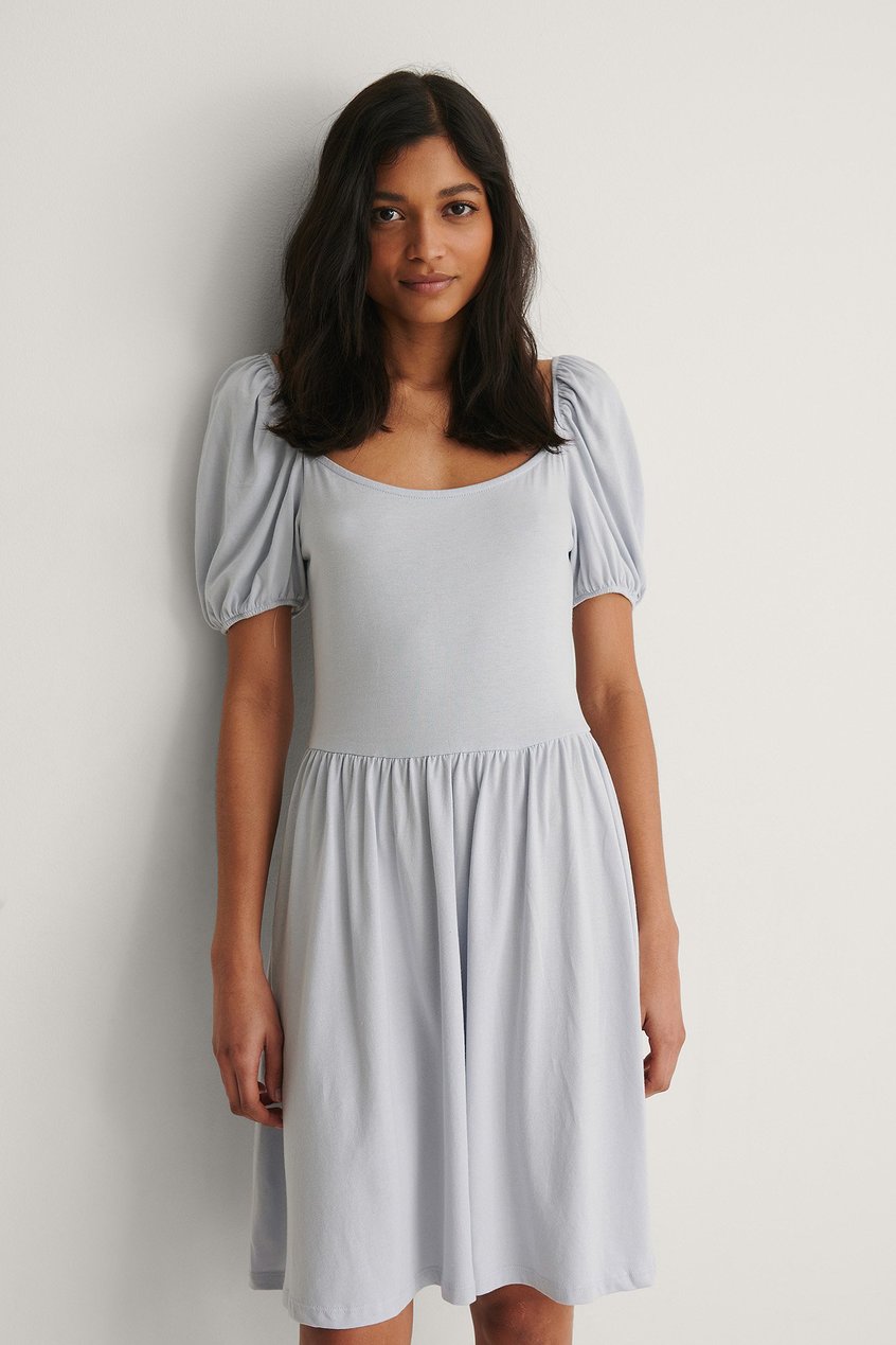 Kleider Frühlingskleider | Organisches Jersey-Kleid mit Ballonärmeln - QF14852