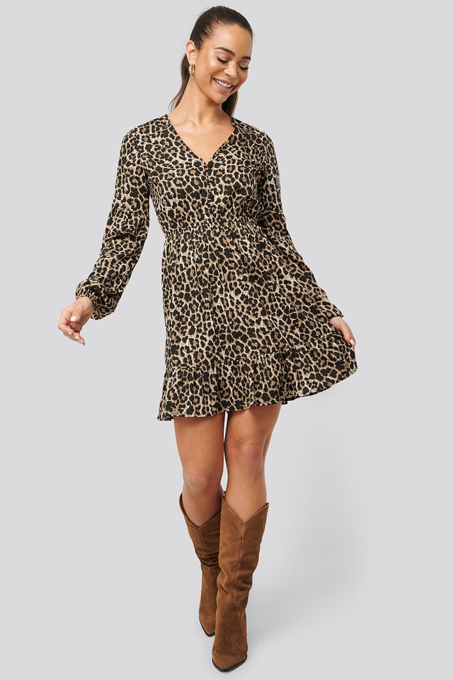Balloon Sleeve Mini Dress Leo