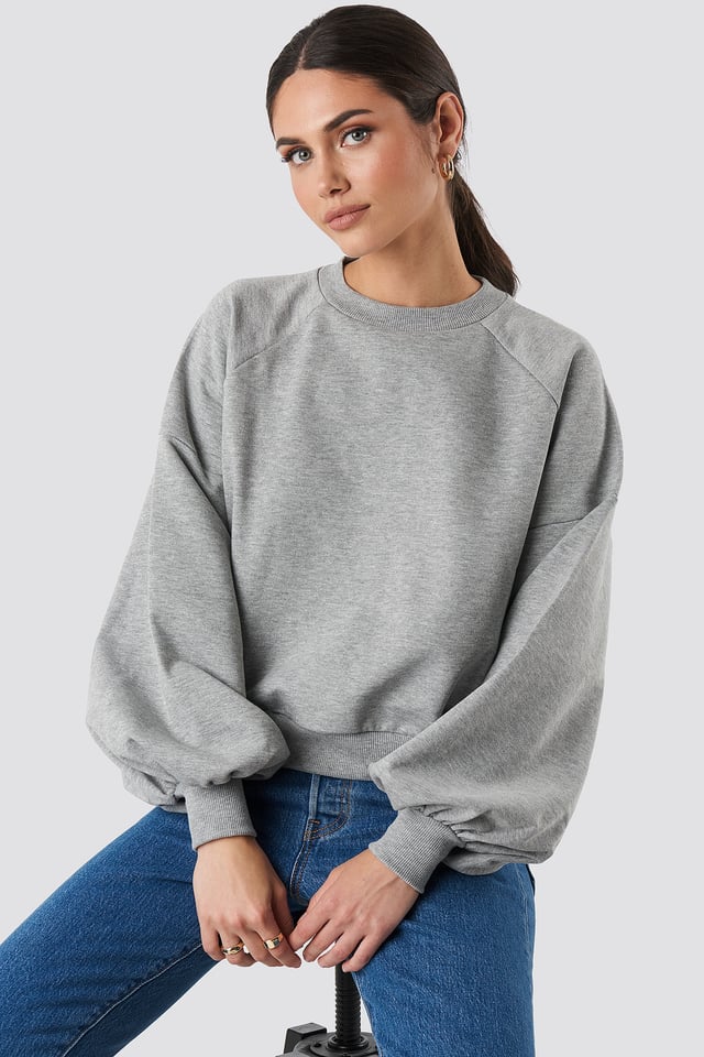Balloon Sleeve Sweatshirt Grey Marl