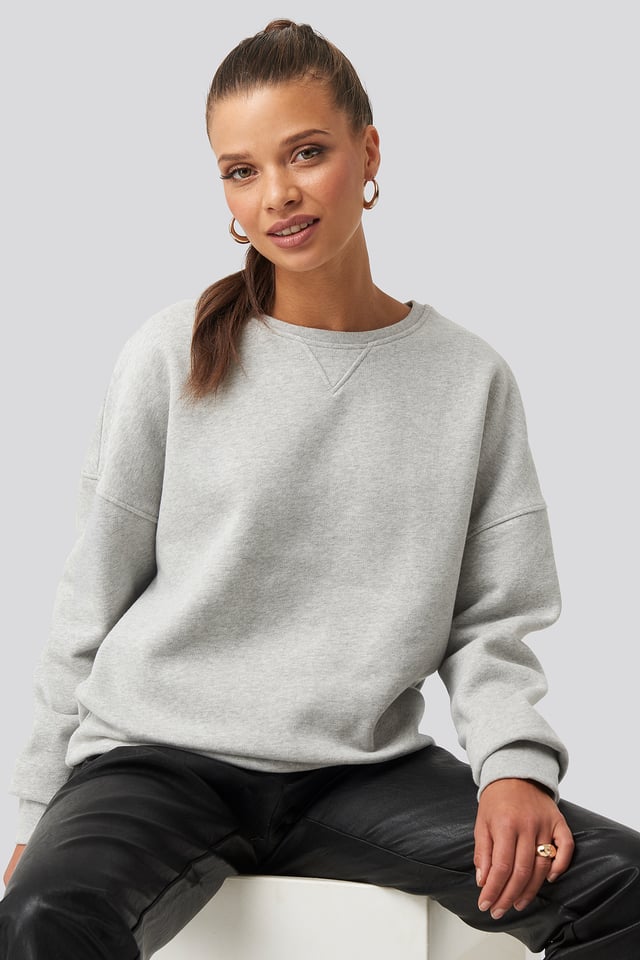 Long Sleeve Crew Neck Sweatshirt Grey Marl