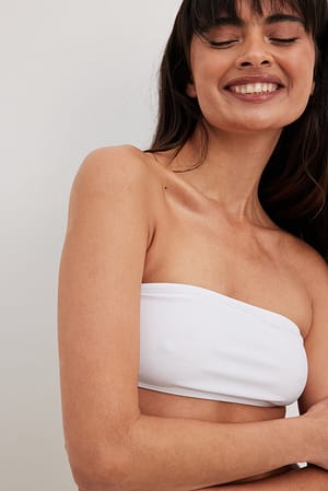 White Recycled Bandeau Bikini Top