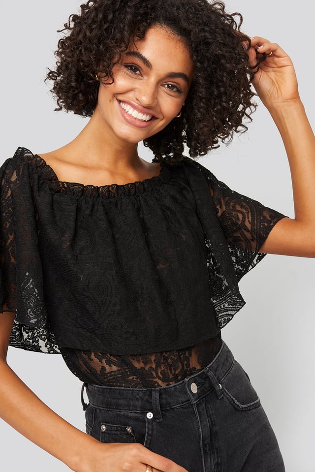 Bardot Lace Top Black