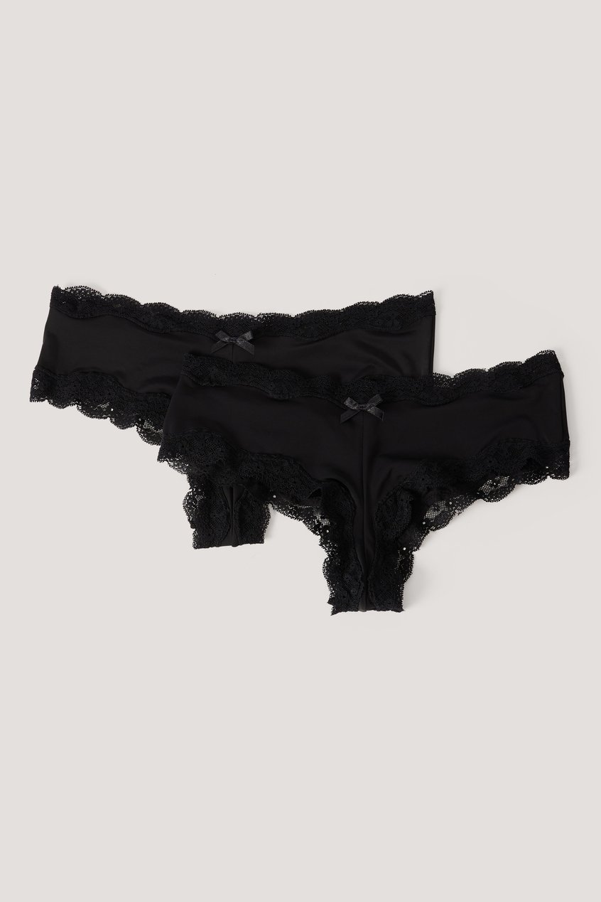 Lingerie et vêtements de nuit Tanga | Basic Brazilian Micro Panty 2-Pack Noir - TW46822