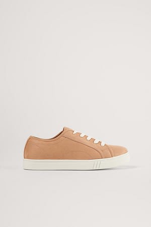 Light Beige Basic Lace up Sneakers