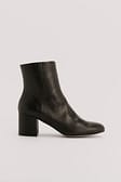 Black Basic Leather Ankle Boots