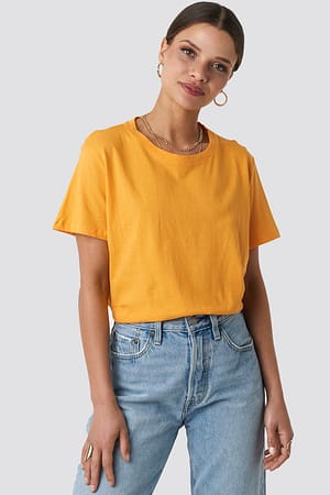 Orange NA-KD Basic Tee-Shirt Surdimensionné Basique