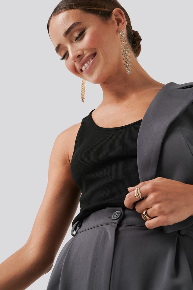 Basic Ribbed Tank Top Black