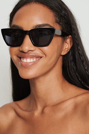 Black Basic Squared Acetate Sunglasses