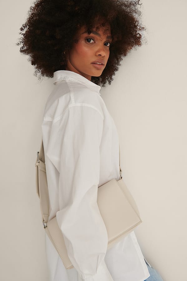 Basic Wide Strap Crossbody Bag Offwhite NAKD