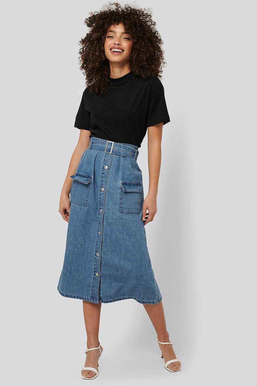 Jupes Skirts | Belted A-Line Denim Skirt - SK22438
