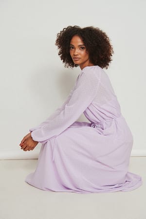 Lilac Dobby midi-jurk met riem