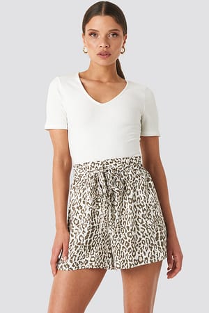 Leopard Belted Flowing Shorts