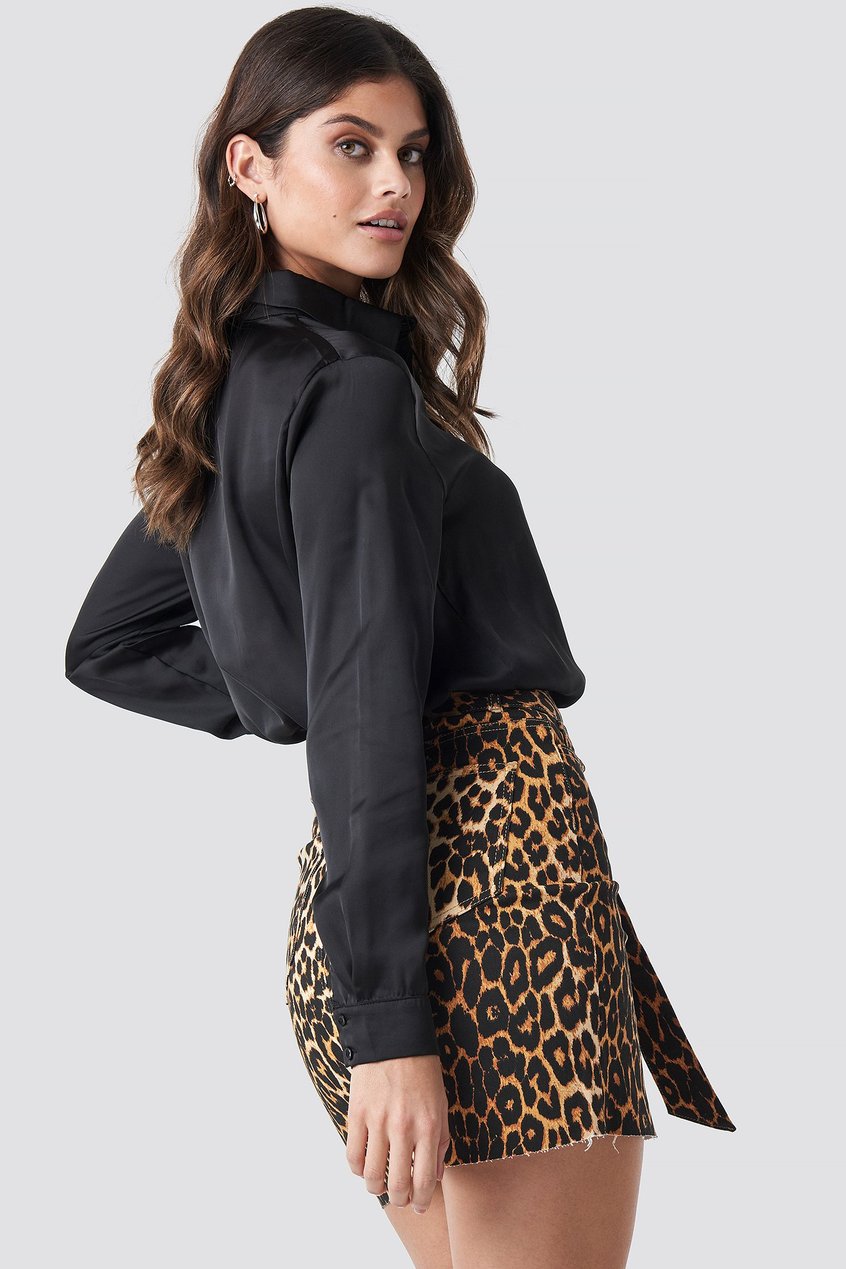 Jupes Jupe en jean | Belted Leopard Denim Skirt - EF30698