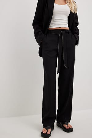Black Belted Suit Trousers
