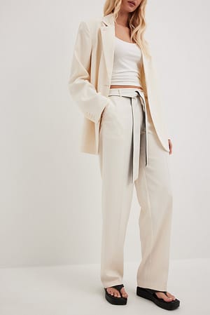 Offwhite Belted Suit Trousers