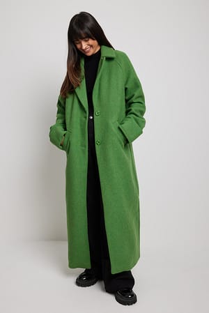 Green Ylisuuri takki suurella kauluksella