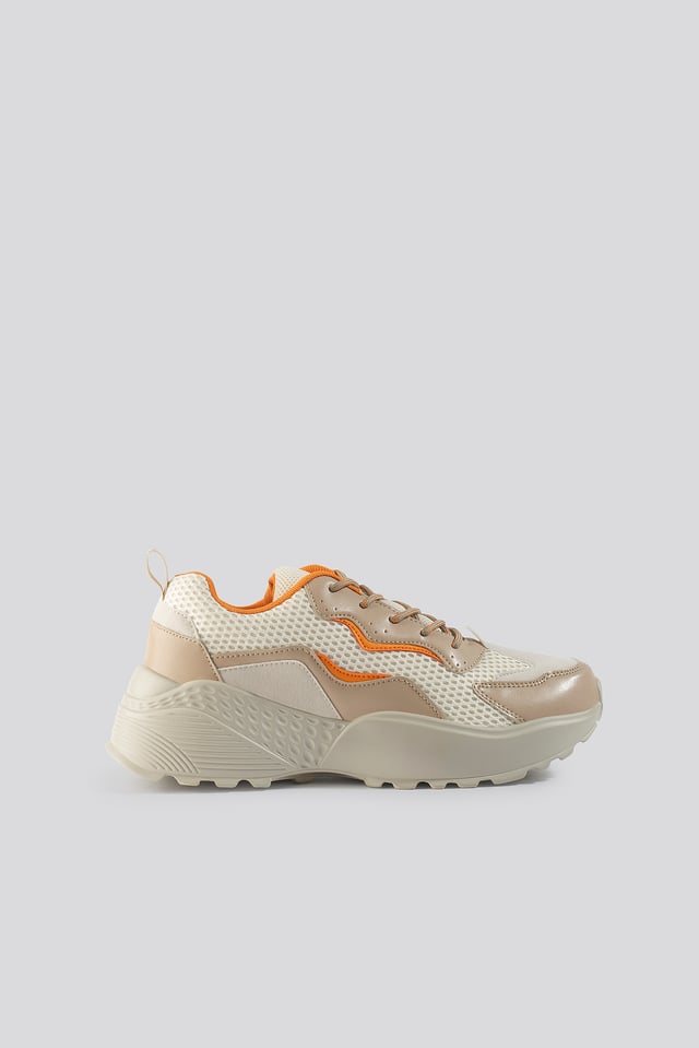 Big Mesh Rubber Detail Trainers Orange Mix