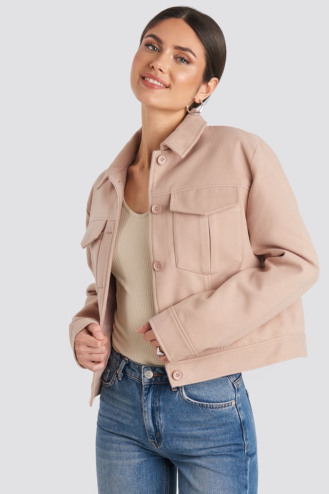 Big Pocket Short Jacket Dusty Pink