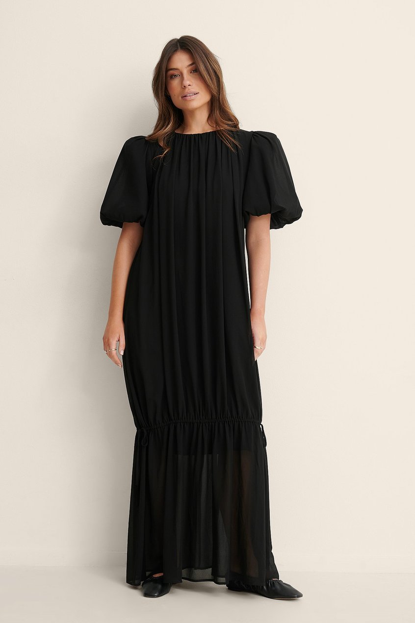 Kleider Sommerkleider | Big Puff Sleeve Chiffon Dress - RU97155