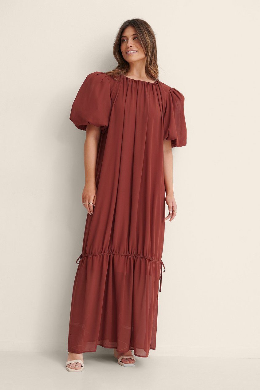 Kleider Sommerkleider | Big Puff Sleeve Chiffon Dress - UO55112