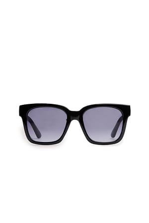 Black Große runde recycelte Sonnenbrille
