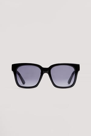 Black Gerecyclede zonnebril met grote ronde randen