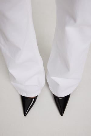 White Organische Bootcut Skinny Jeans mit hoher Taille