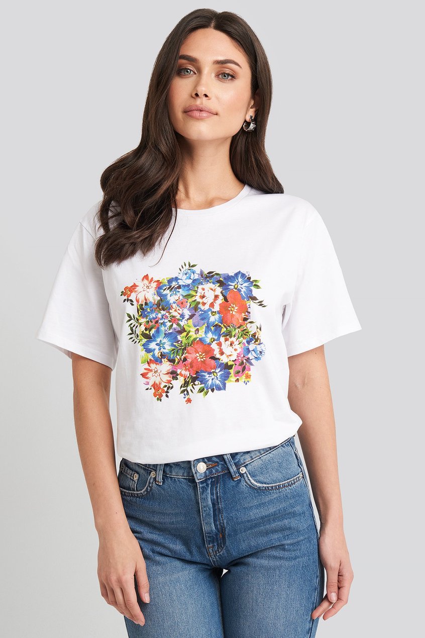 Oberteile T-Shirt mit Aufdruck | Box Floral Oversized T-shirt - NU38018