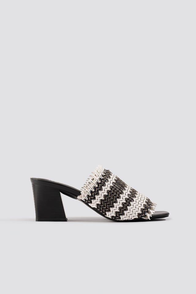 Braided Upper Mules Black/White