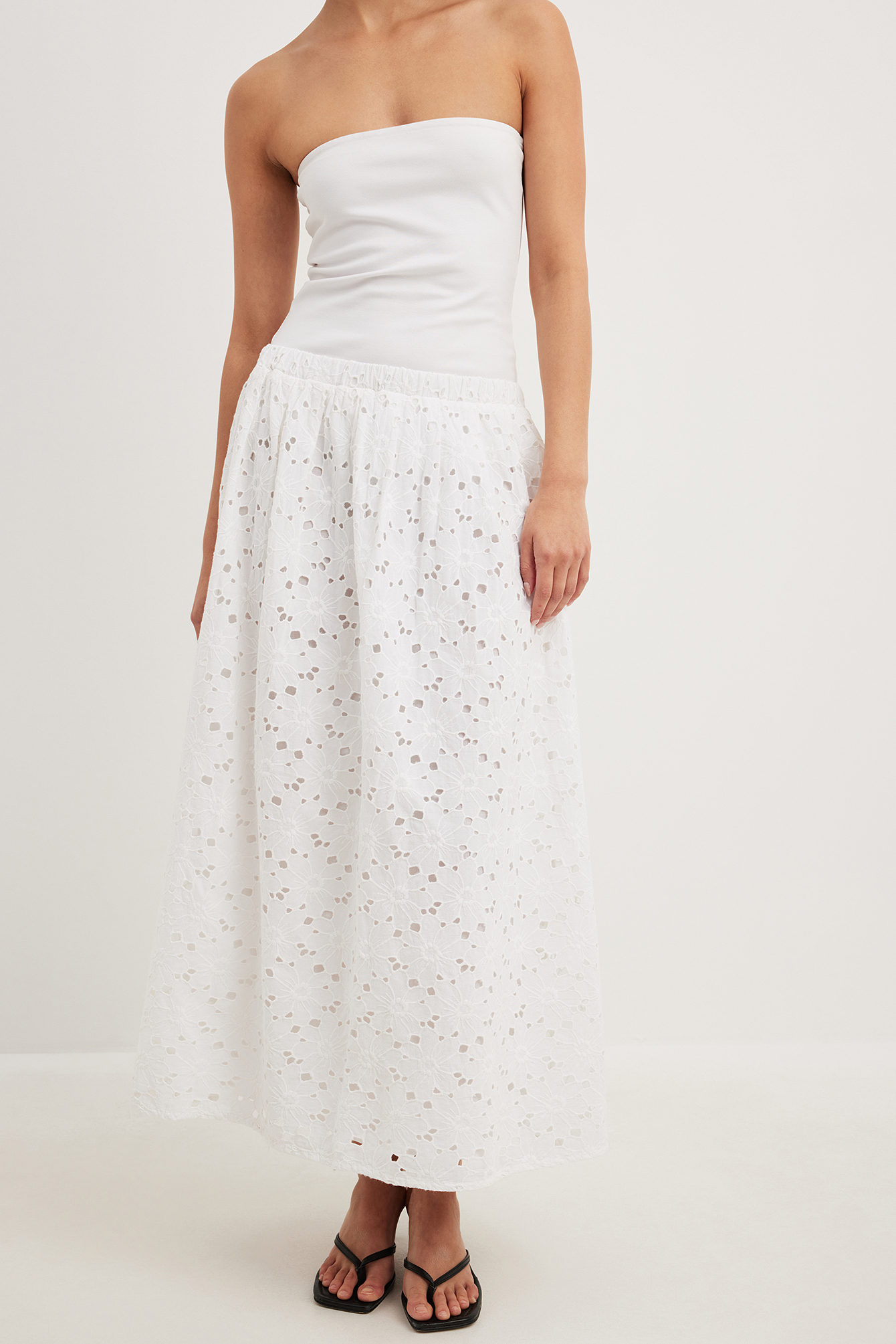 Jupe avec broderie anglaise - Blanc - FEMME | H&M BE Jupe avec broderie anglaise - Blanc - FEMME | H&M BE