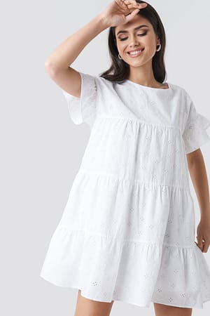White Broiderie Anglais Mini Dress