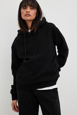 Black Oversize hoodie med borstad yta