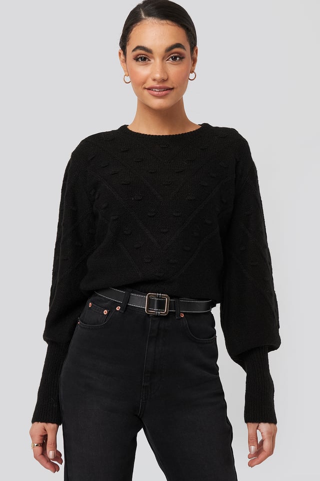 Bubble Detail Knitted Sweater Black