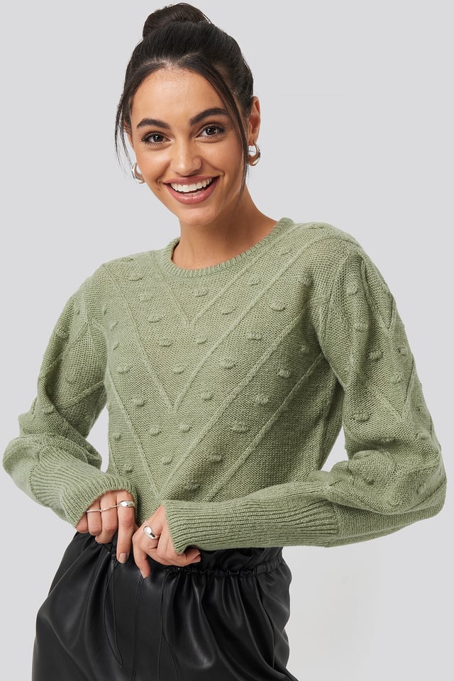 Bubble Detail Knitted Sweater Khaki