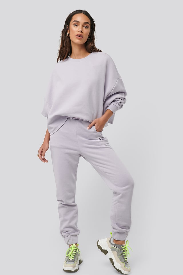 Buckle Elasticated Waist Joggers Purple