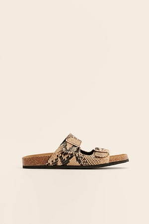 Snake Buckled Footbed Slippers
