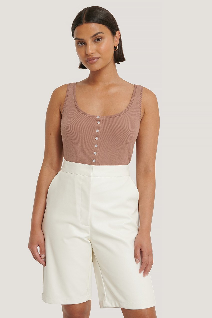 Les essentiels Tops | Button Ribbed Tank Top - NY54350