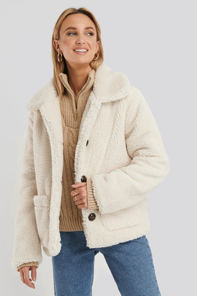 Button Teddy Jacket Offwhite