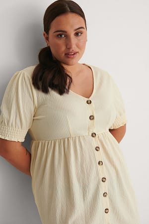 Dusty Light Beige Recycled Button Up Jersey Dress