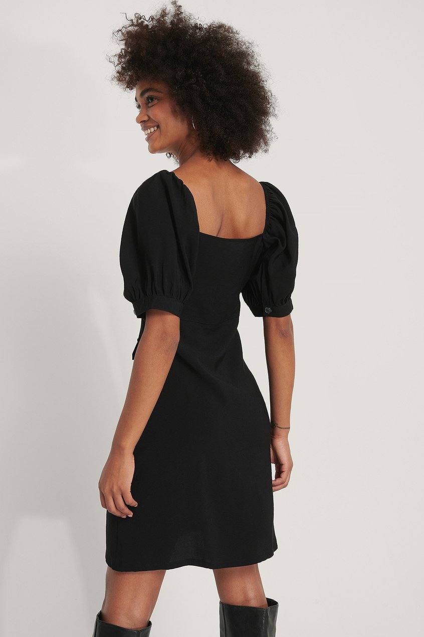 Kleider Minikleider | Kleid mit Puffärmeln und Knopf - RN45715