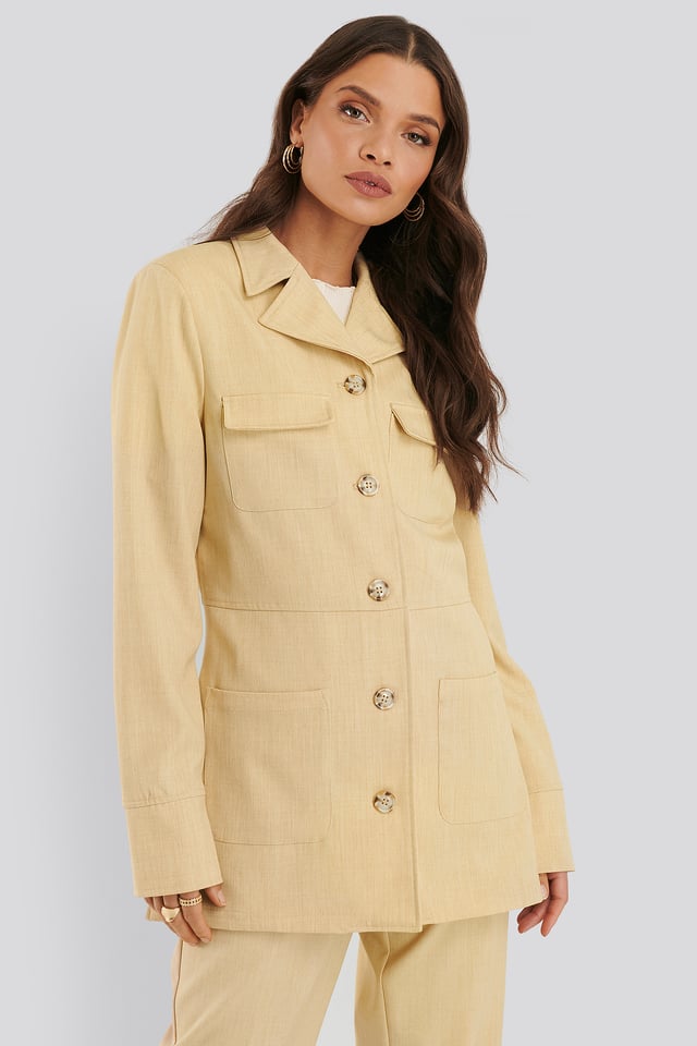 Blazer Med Doble Lommer Dusty Light Yellow