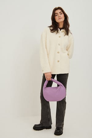 White Buttoned Teddy Jacket
