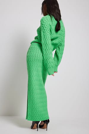 Green Jupe mi-longue en maille torsadée