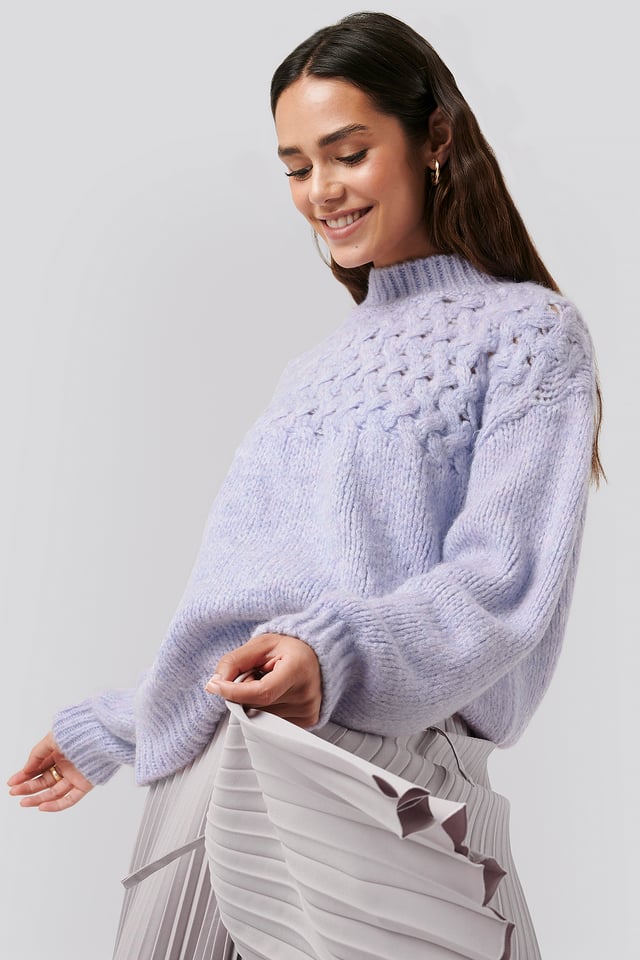 Cable Detail Knitted Sweater Lilac