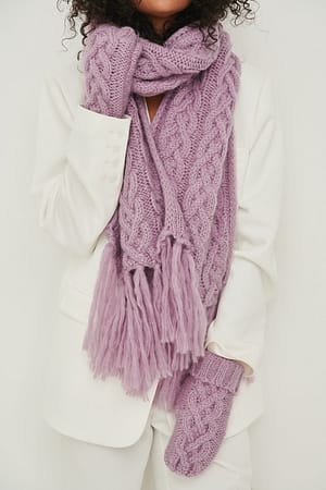 Dusty Purple Cable Knitted Soft Scarf