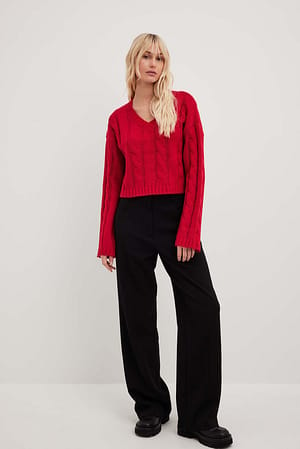 Red Cable Knitted Sweater